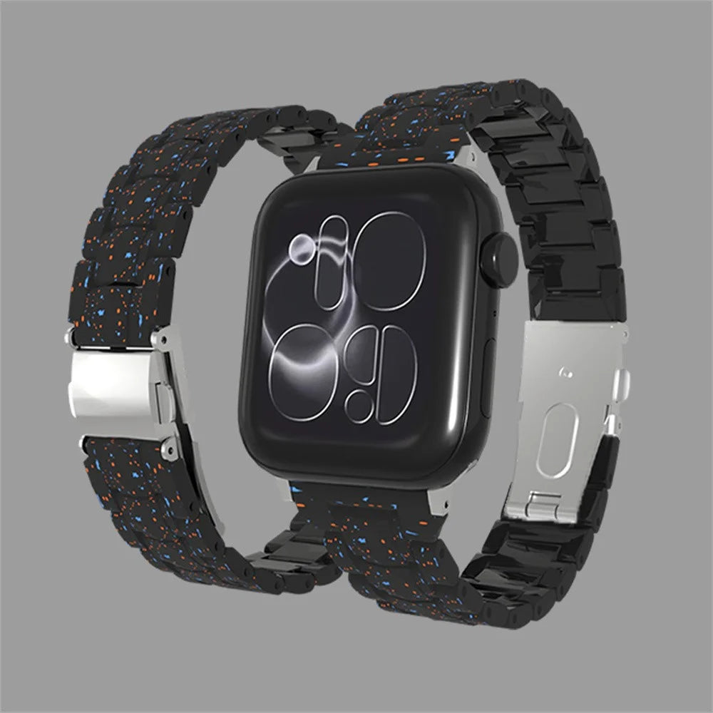 Strap for Apple Watch Ultra 3 2 1 49mm / Series 11 10 46mm / 9 8 7 45mm / SE3 SE2 SE 6 5 4 44mm / 3 2 1 42mm Ink Splatter Pattern PC Watch Band - Black - 3