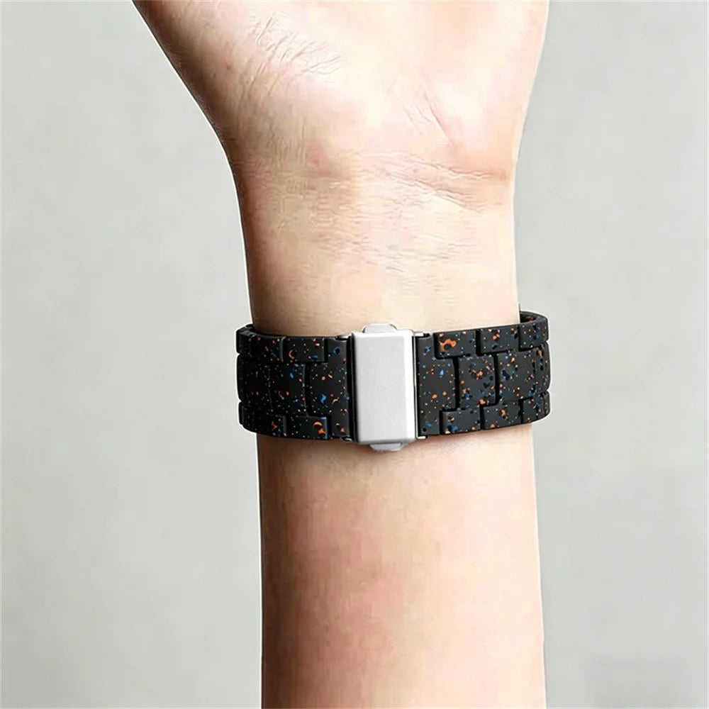 Strap for Apple Watch Ultra 3 2 1 49mm / Series 11 10 46mm / 9 8 7 45mm / SE3 SE2 SE 6 5 4 44mm / 3 2 1 42mm Ink Splatter Pattern PC Watch Band - Black - 5