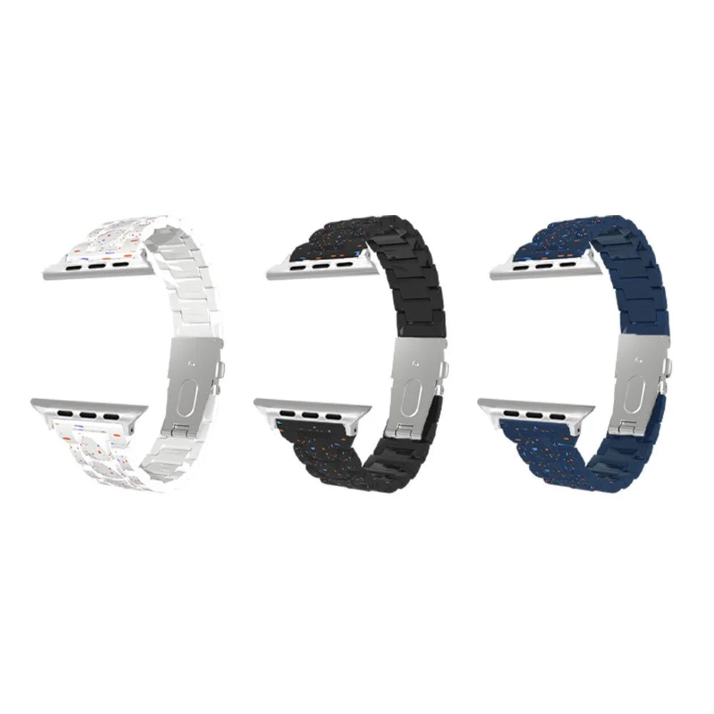 Strap for Apple Watch Ultra 3 2 1 49mm / Series 11 10 46mm / 9 8 7 45mm / SE3 SE2 SE 6 5 4 44mm / 3 2 1 42mm Ink Splatter Pattern PC Watch Band - Black - 6