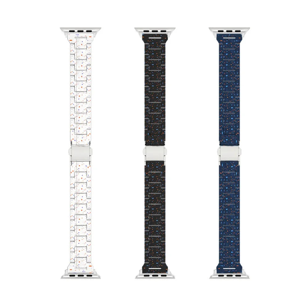 Strap for Apple Watch Ultra 3 2 1 49mm / Series 11 10 46mm / 9 8 7 45mm / SE3 SE2 SE 6 5 4 44mm / 3 2 1 42mm Ink Splatter Pattern PC Watch Band - Black - 7
