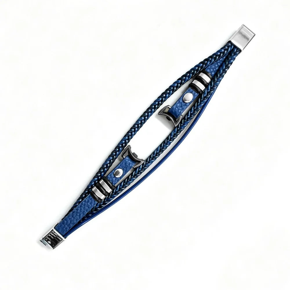 Bracelet Wristband for Xiaomi Smart Band 10 / 9 / 8 Multi-layer Braided Leather Band with Magnetic Buckle - Navy Blue - 1