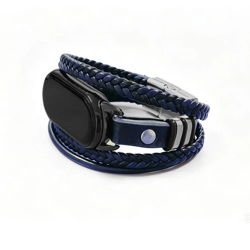 Bracelet Wristband for Xiaomi Smart Band 10 / 9 / 8 Multi-layer Braided Leather Band with Magnetic Buckle - Navy Blue - 3
