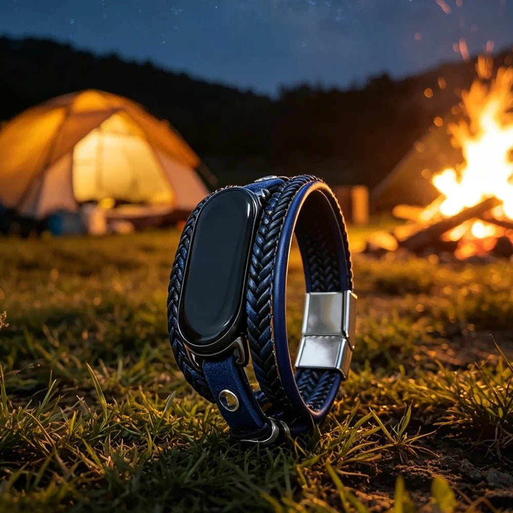 Bracelet Wristband for Xiaomi Smart Band 10 / 9 / 8 Multi-layer Braided Leather Band with Magnetic Buckle - Navy Blue - 4