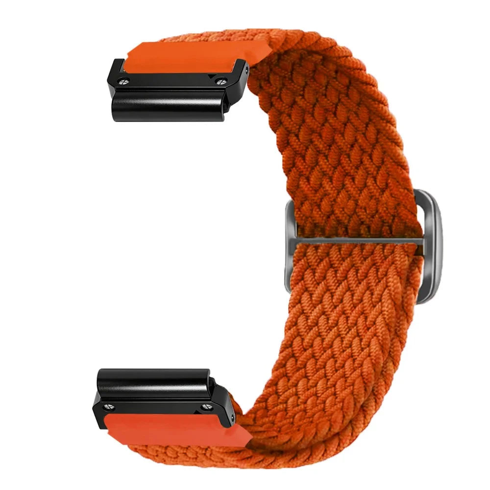 26mm Woven Nylon Strap for Garmin Fenix 8 51mm / 7X / 6X Pro / 5X Plus Elastic Braided Watch Band - Orange - 1