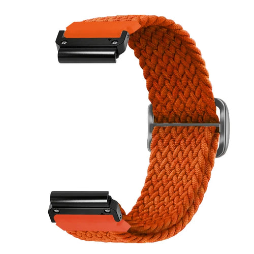 26mm Woven Nylon Strap for Garmin Fenix 8 51mm / 7X / 6X Pro / 5X Plus Elastic Braided Watch Band - Orange - 1