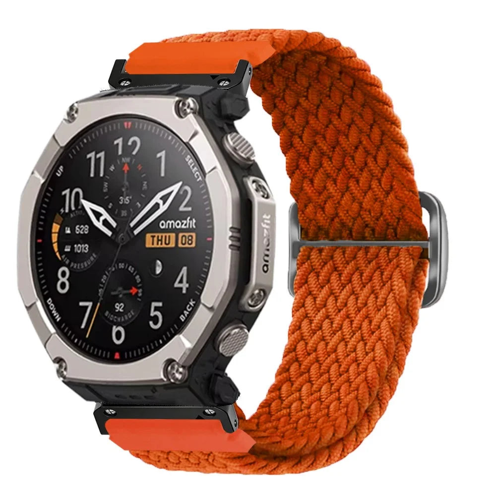 26mm Woven Nylon Strap for Garmin Fenix 8 51mm / 7X / 6X Pro / 5X Plus Elastic Braided Watch Band - Orange - 2