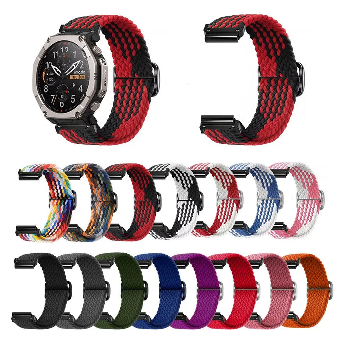 22mm Woven Nylon Strap for Garmin Fenix 8 47mm / 7 / 5 / 5 Plus Elastic Braided Watch Band - Rainbow - 3