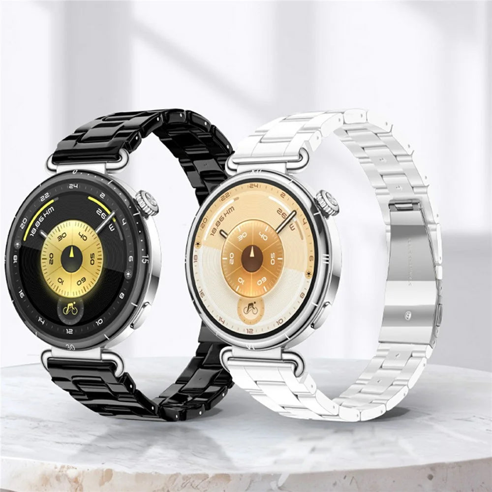20mm Resin Watch Strap for Samsung Galaxy Watch7 44mm / 40mm / Huawei Watch GT 3 42mm / Huami Amazfit GTR Mini Butterfly Clasp 3-Bead Wristband - Gemstone Pink White - 6