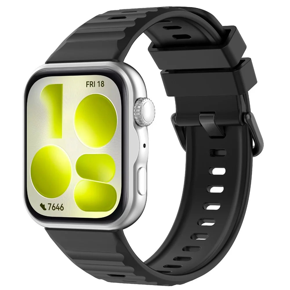 Silicone Strap for Huawei Watch Fit 5 Pro / Fit 5 / Fit 4 Breathable Sport Watch Band - Black - 2