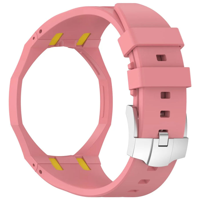 For Swatch Royal Pop Silicone Strap Replacement Watch Wristband - Pink / Yellow - 3