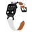 Genuine Cow Leather Strap with Black Buckle for Apple Watch Ultra 3 2 1 49mm / Series 11 10 46mm / 9 8 7 45mm / SE3 SE2 SE 6 5 4 44mm / 3 2 1 42mm Rhinestone Connector Watch Band - White - 2
