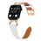 Genuine Cow Leather Strap with Rose Gold Buckle for Apple Watch Ultra 3 2 1 49mm / Series 11 10 46mm / 9 8 7 45mm / SE3 SE2 SE 6 5 4 44mm / 3 2 1 42mm Rhinestone Connector Watch Band - White - 2