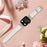 Genuine Cow Leather Strap with Rose Gold Buckle for Apple Watch Ultra 3 2 1 49mm / Series 11 10 46mm / 9 8 7 45mm / SE3 SE2 SE 6 5 4 44mm / 3 2 1 42mm Rhinestone Connector Watch Band - White - 5