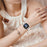For Fitbit Versa 3 / Sense Strap with Silver Buckle Rhinestone Connector Genuine Cow Leather Watch Band - White - 4