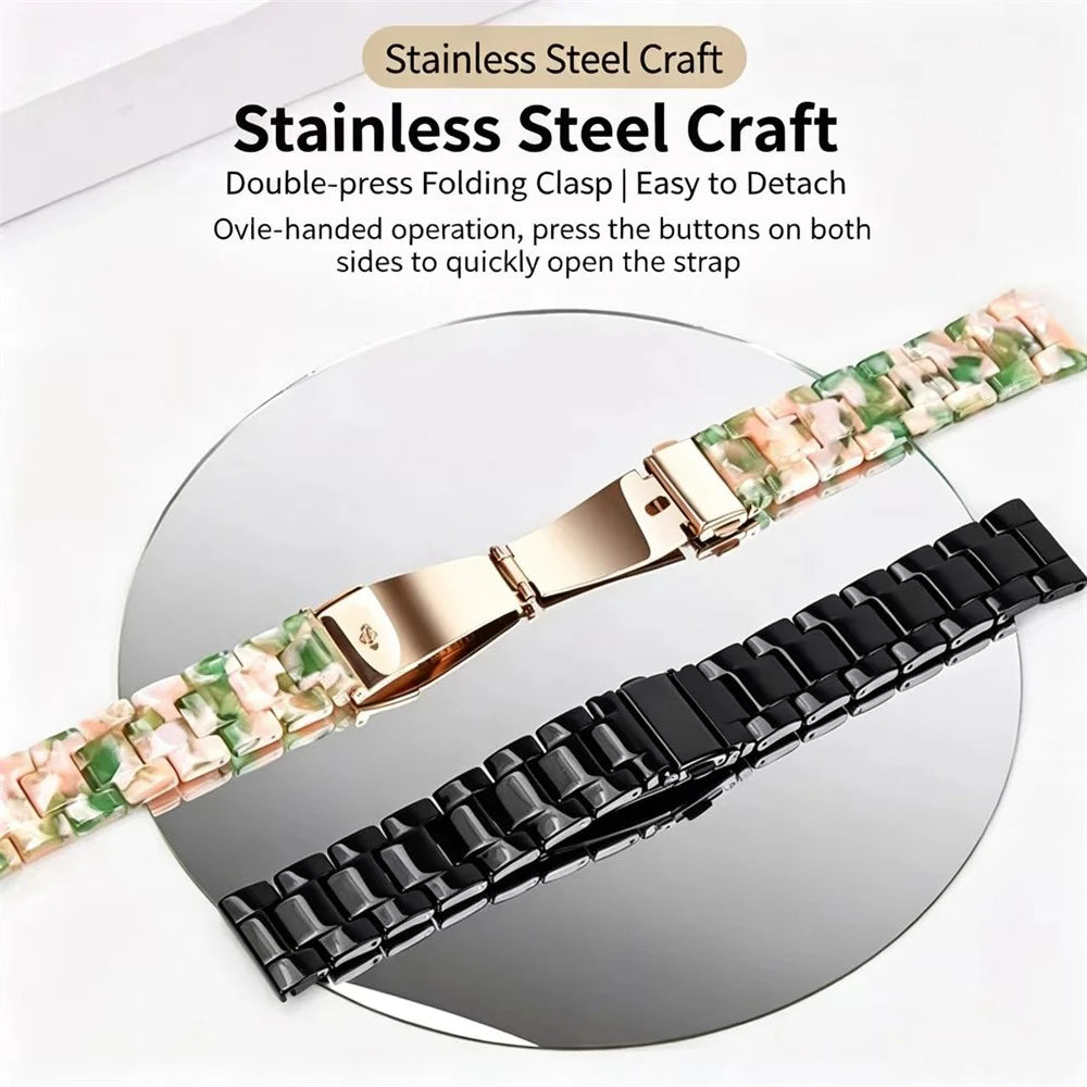18mm Resin Strap for Huawei Watch GT 6 41mm / Watch 5 42mm / Xiaomi Watch S4 41mm Foldable Buckle 3-Bead Watchband with Tool - Tortoiseshell - 5