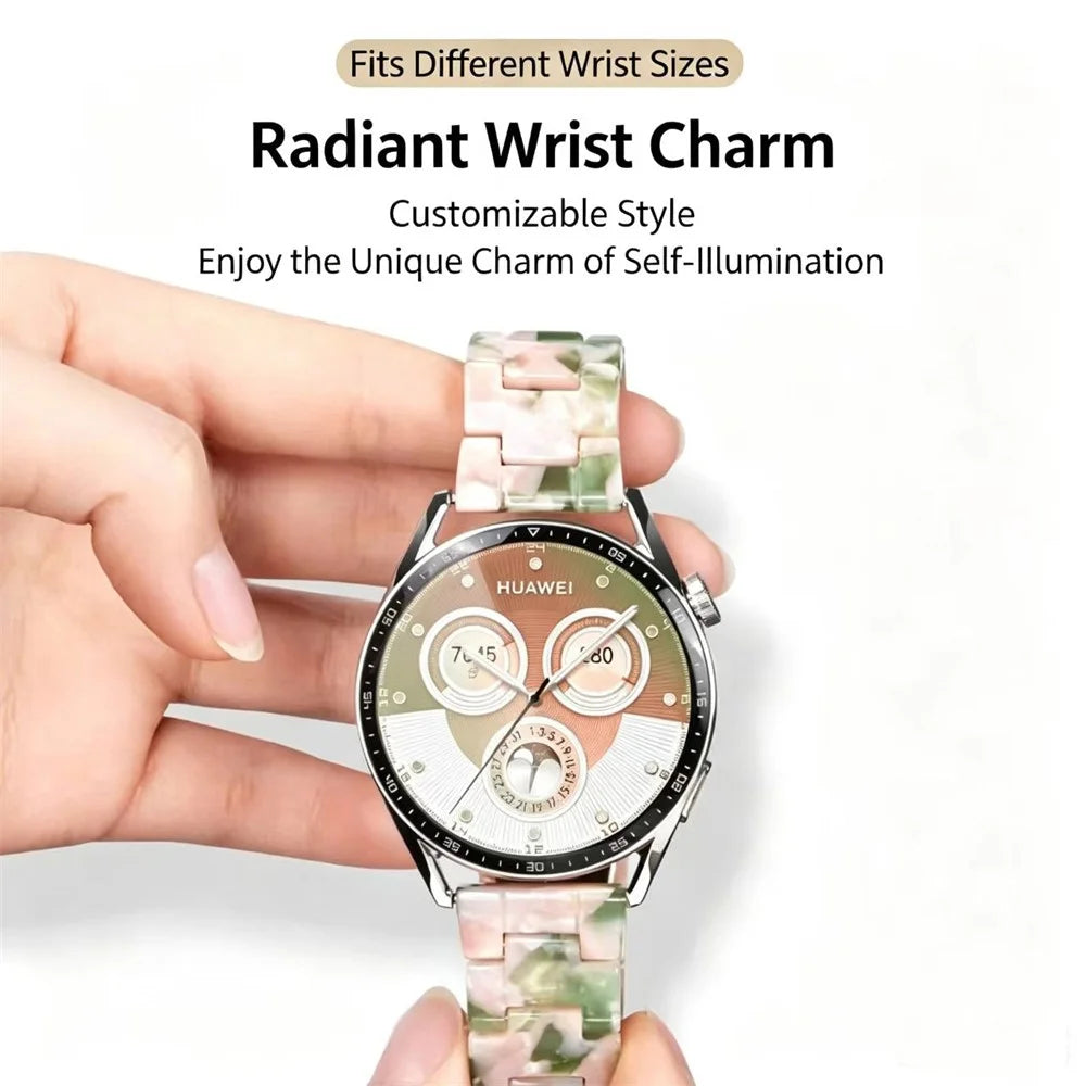 22mm Resin Strap for Huawei Watch GT 6 46mm / GT 5 46mm / Xiaomi Watch S4 Foldable Buckle 3-Bead Watchband with Tool - Tortoiseshell - 4