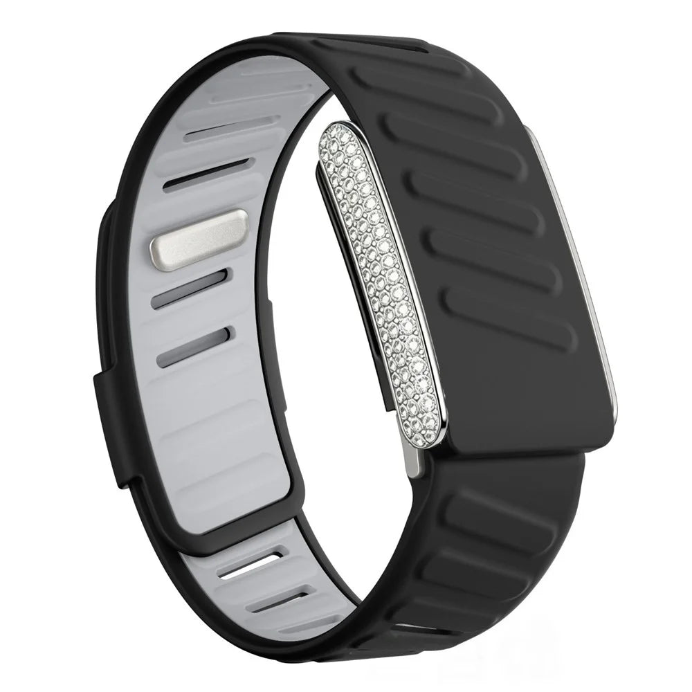 Diamond Smart Band for Whoop 5.0 Magnetic Dual-Color Silicone Strap Luxury Fitness Tracker Replacement Band - Black  /  Grey - 1
