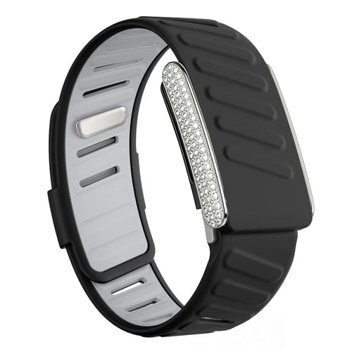 Diamond Smart Band for Whoop 5.0 Magnetic Dual-Color Silicone Strap Luxury Fitness Tracker Replacement Band - Black  /  Grey - 1