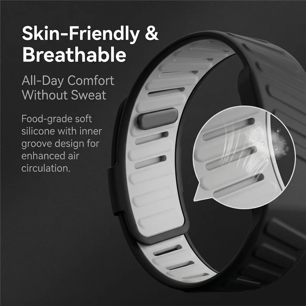 Diamond Smart Band for Whoop 5.0 Magnetic Dual-Color Silicone Strap Luxury Fitness Tracker Replacement Band - Black  /  Grey - 4