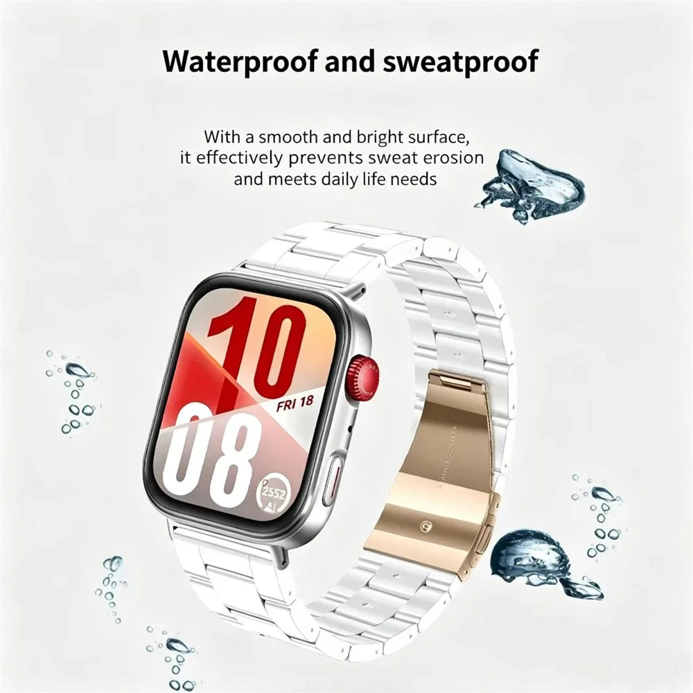 Resin Strap for Huawei Watch Fit 5 Pro / 4 Pro / 5 / 4 / 3 Foldable Buckle 3-Bead Watchband with Tool - Nougat - 4