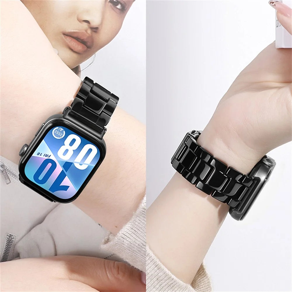 Resin Strap for Huawei Watch Fit 5 Pro / 4 Pro / 5 / 4 / 3 Foldable Buckle 3-Bead Watchband with Tool - Nougat - 6