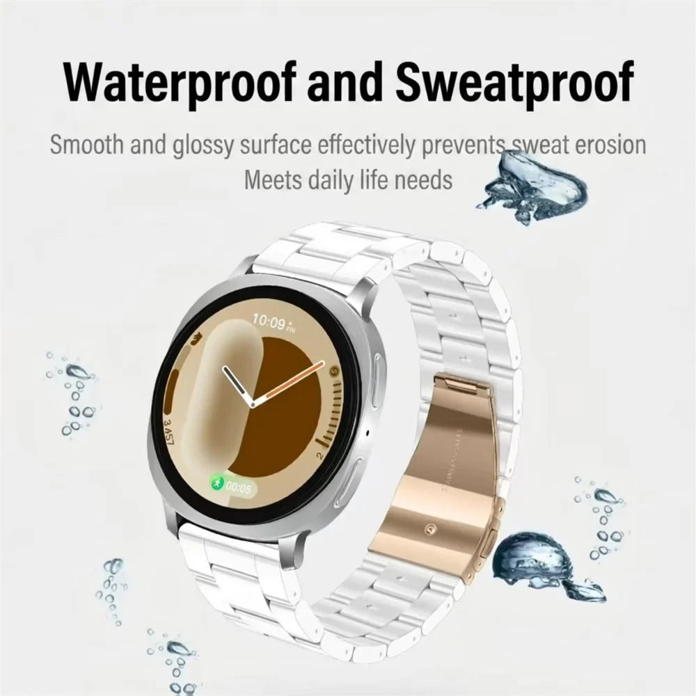 For Samsung Galaxy Watch Ultra2 47mm / Watch Ultra (2025) 47mm / Watch Ultra 47mm Resin Strap Foldable Buckle 3-Bead Watchband with Tool - Ceramic White - 3