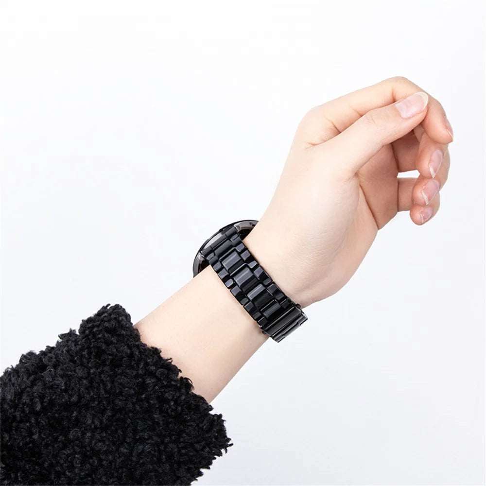 Resin Strap for Samsung Galaxy Watch8 40mm / 44mm / Watch8 Classic 46mm Foldable Buckle 3-Bead Watchband with Tool - Ceramic White - 4