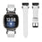 For Fitbit Versa 3 / Sense Strap with Black Buckle Rhinestone Connector Genuine Cow Leather Watch Band - White - 1