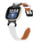 For Fitbit Versa 3 / Sense Strap with Black Buckle Rhinestone Connector Genuine Cow Leather Watch Band - White - 2