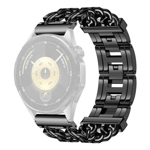 Cuban Chain Watch Band for Huawei Watch GT 6 41mm / GT 5 41mm / GT 4 41mm Stainless Steel Strap with Butterfly Buckle - Black - 1