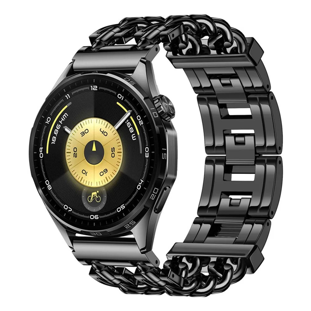 Cuban Chain Watch Band for Huawei Watch GT 6 41mm / GT 5 41mm / GT 4 41mm Stainless Steel Strap with Butterfly Buckle - Black - 2