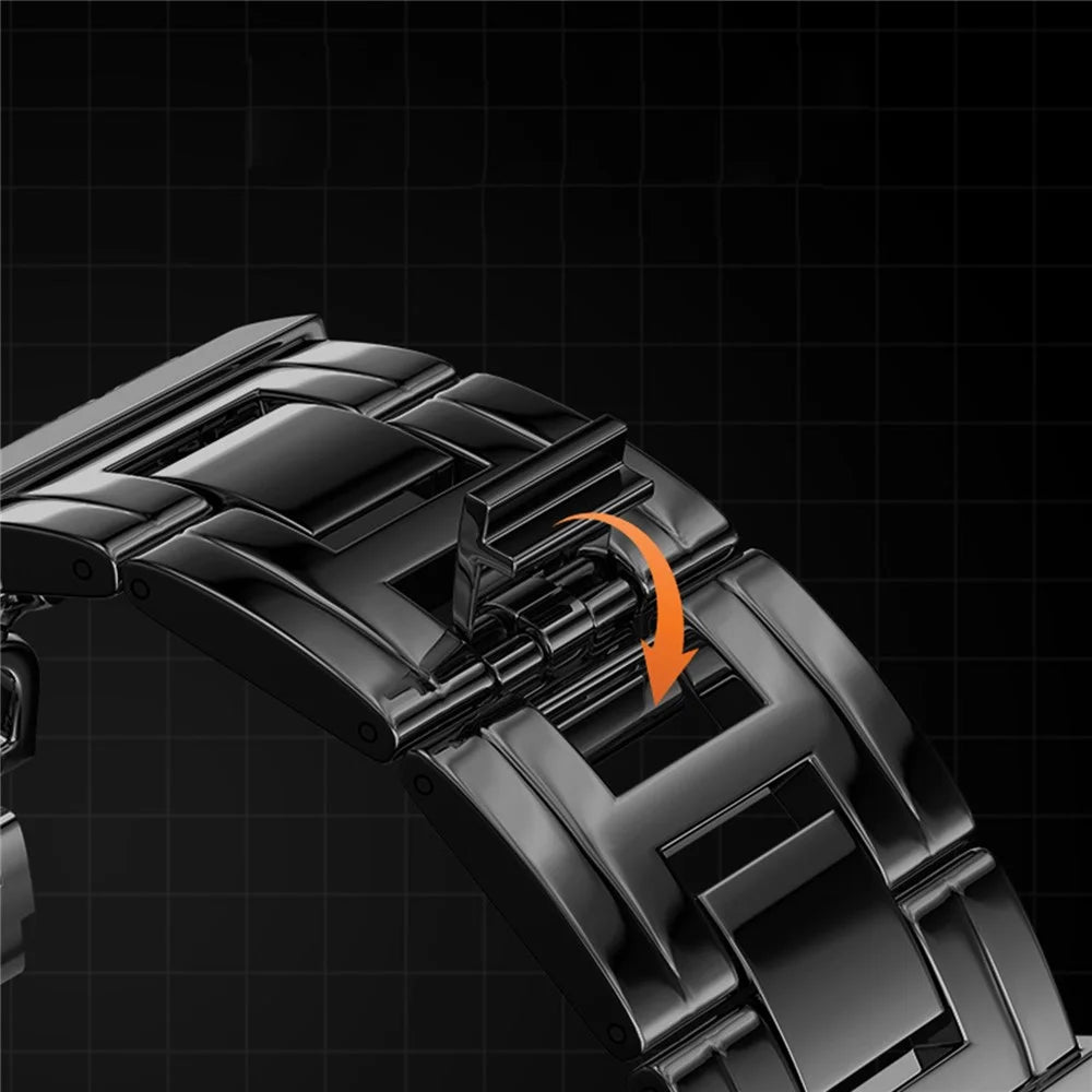 Cuban Chain Watch Band for Huawei Watch GT 6 41mm / GT 5 41mm / GT 4 41mm Stainless Steel Strap with Butterfly Buckle - Black - 5
