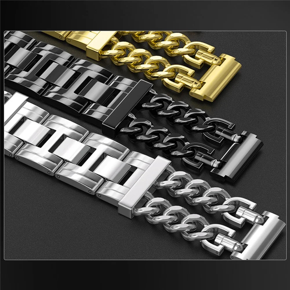 Cuban Chain Watch Band for Huawei Watch GT 6 41mm / GT 5 41mm / GT 4 41mm Stainless Steel Strap with Butterfly Buckle - Black - 6