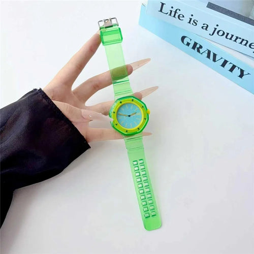 For Swatch Royal Pop Jelly TPU Watch Band Replacement Wristband with Integrated Octagonal Watch Case - Green - 1