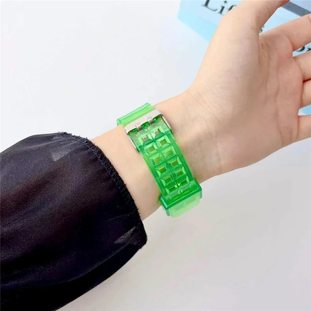 For Swatch Royal Pop Jelly TPU Watch Band Replacement Wristband with Integrated Octagonal Watch Case - Green - 2