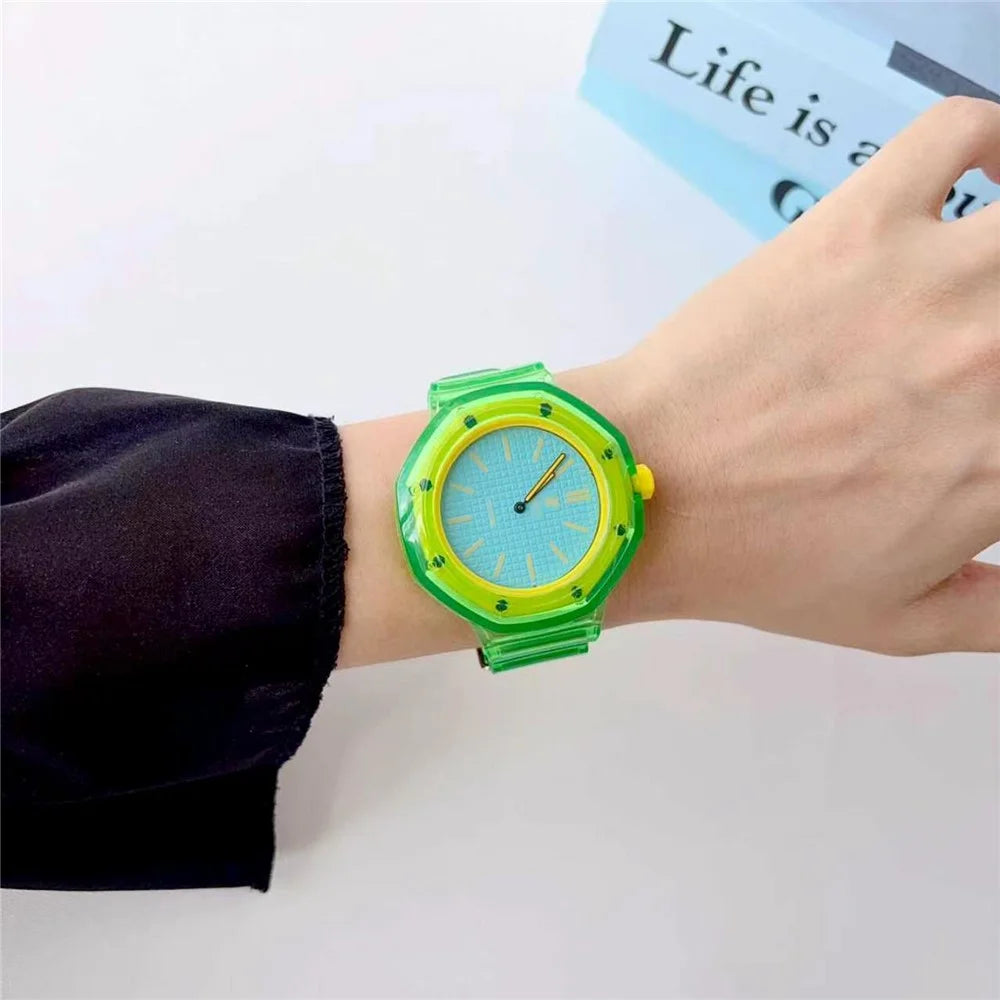 For Swatch Royal Pop Jelly TPU Watch Band Replacement Wristband with Integrated Octagonal Watch Case - Green - 3