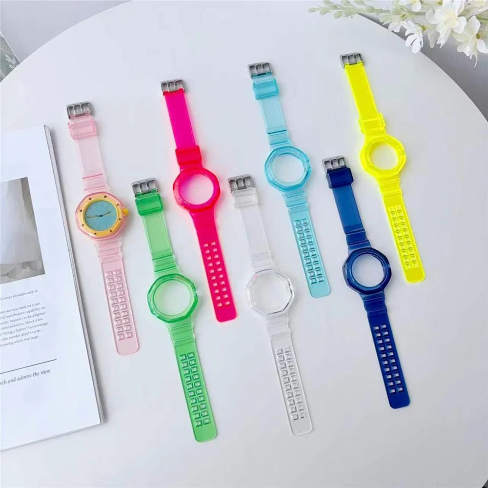 For Swatch Royal Pop Jelly TPU Watch Band Replacement Wristband with Integrated Octagonal Watch Case - Green - 5