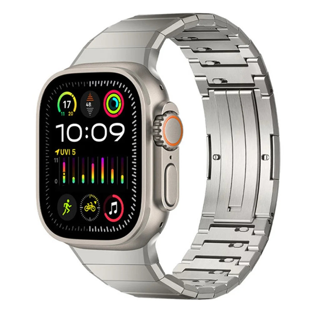 Titanium Alloy Band for Apple Watch Ultra 3 2 1 49mm  /  Series 11 10 46mm  /  9 8 7 45mm  /  SE3 SE2 SE 6 5 4 44mm  /  3 2 1 42mm Butterfly Buckle Quick Release Watch Strap - Titanium - 2