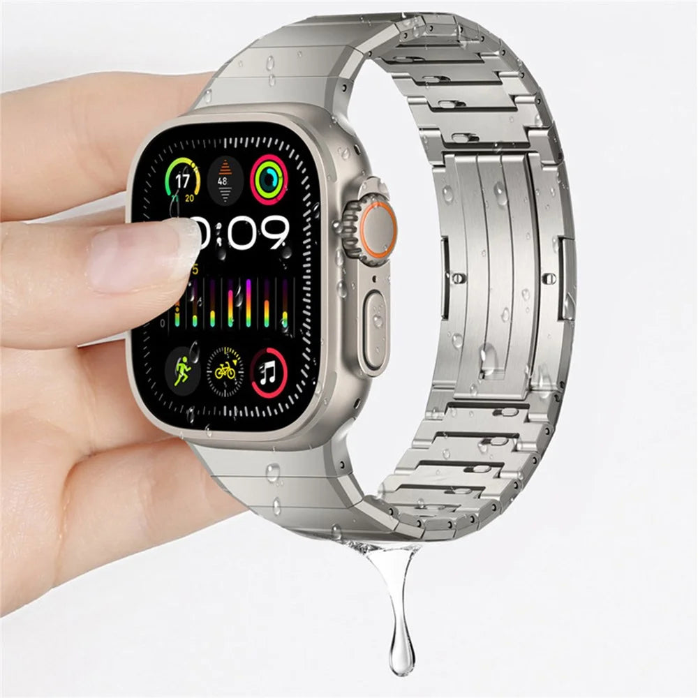 Titanium Alloy Band for Apple Watch Ultra 3 2 1 49mm  /  Series 11 10 46mm  /  9 8 7 45mm  /  SE3 SE2 SE 6 5 4 44mm  /  3 2 1 42mm Butterfly Buckle Quick Release Watch Strap - Titanium - 3