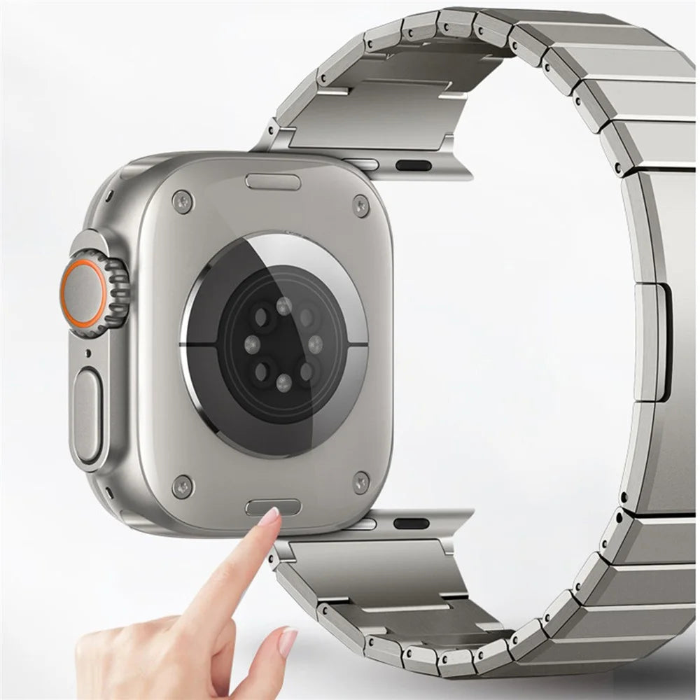 Titanium Alloy Band for Apple Watch Ultra 3 2 1 49mm  /  Series 11 10 46mm  /  9 8 7 45mm  /  SE3 SE2 SE 6 5 4 44mm  /  3 2 1 42mm Butterfly Buckle Quick Release Watch Strap - Titanium - 4