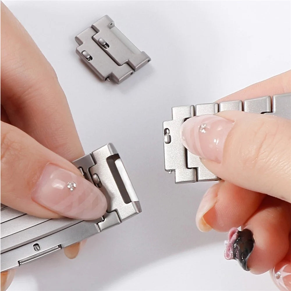 Titanium Alloy Band for Apple Watch Ultra 3 2 1 49mm  /  Series 11 10 46mm  /  9 8 7 45mm  /  SE3 SE2 SE 6 5 4 44mm  /  3 2 1 42mm Butterfly Buckle Quick Release Watch Strap - Titanium - 5
