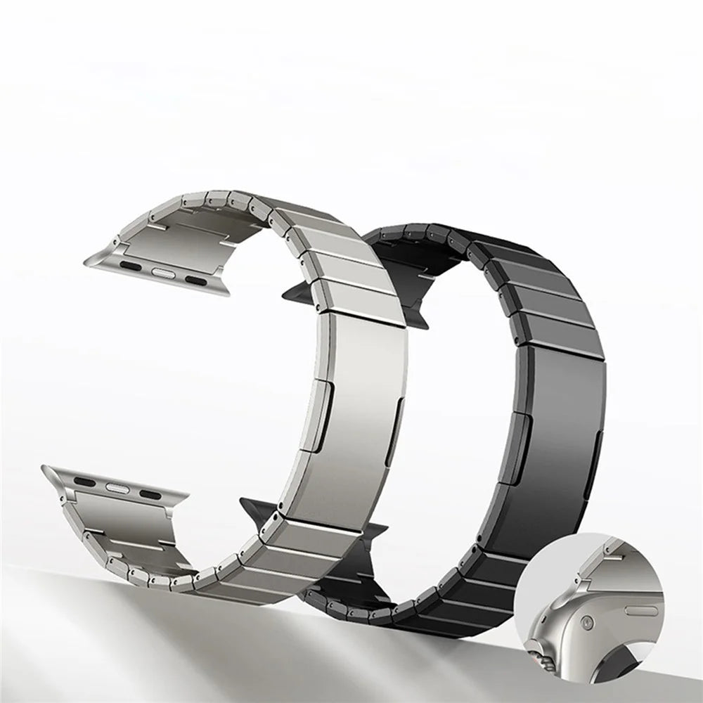 Titanium Alloy Band for Apple Watch Ultra 3 2 1 49mm  /  Series 11 10 46mm  /  9 8 7 45mm  /  SE3 SE2 SE 6 5 4 44mm  /  3 2 1 42mm Butterfly Buckle Quick Release Watch Strap - Titanium - 7