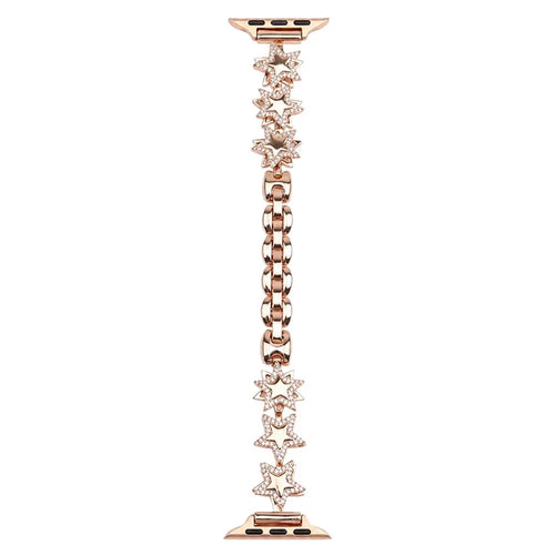 Strap for Apple Watch Series 11 10 42mm  /  9 8 7 41mm  /  SE3 SE2 SE 6 5 4 40mm  /  3 2 1 38mm Rhinestone Star Design Chain Wristband - Rose Gold - 1