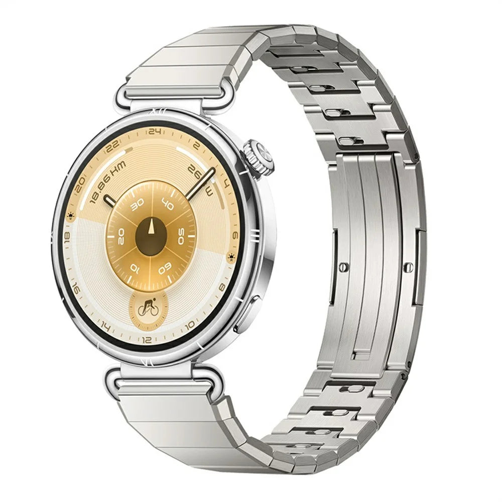 Watch Strap for Huawei Watch GT 6 41mm / GT 5 42mm / Oppo Watch X2 Mini / Garmin Venu 3S , One-bead 18mm Titanium Alloy Butterfly Clasp Band - Silver - 2
