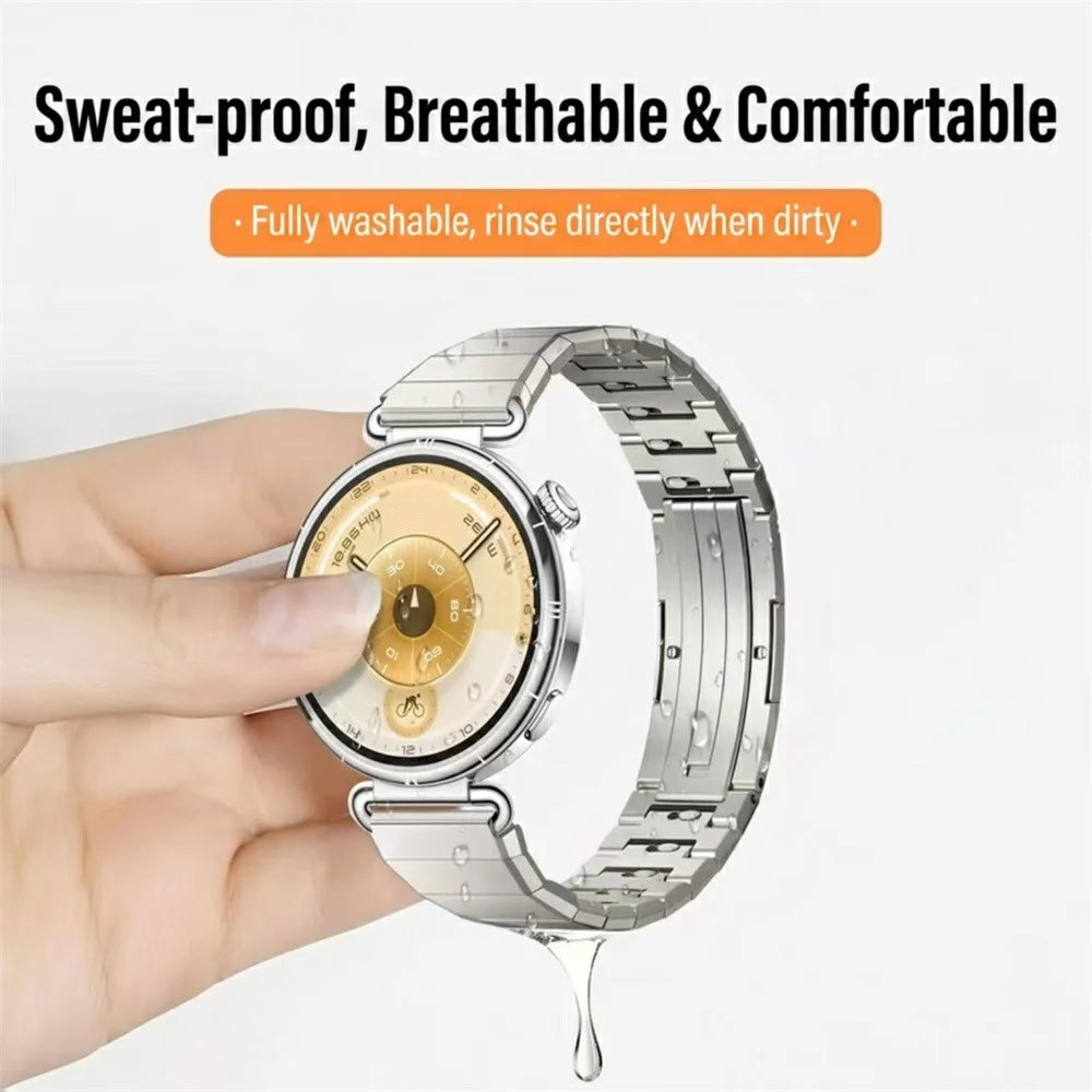 Watch Strap for Huawei Watch GT 6 41mm / GT 5 42mm / Oppo Watch X2 Mini / Garmin Venu 3S , One-bead 18mm Titanium Alloy Butterfly Clasp Band - Silver - 4