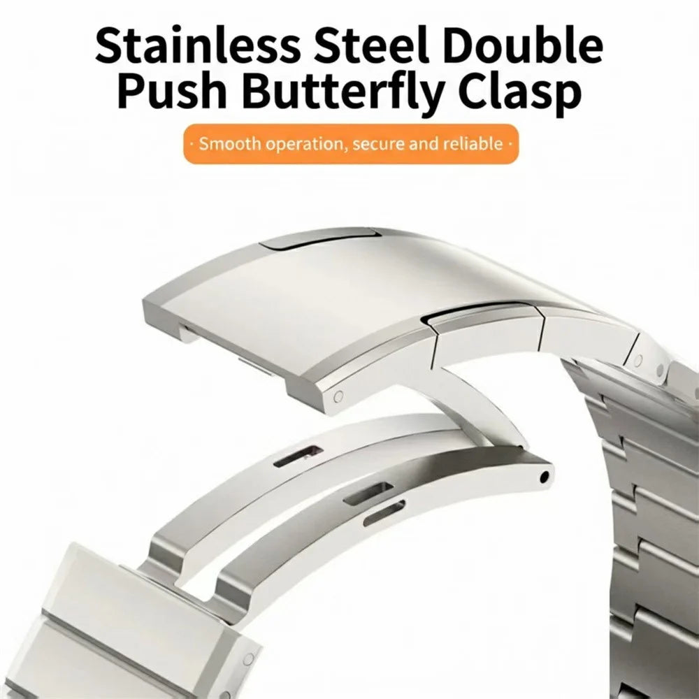 Watch Strap for Huawei Watch GT 6 41mm / GT 5 42mm / Oppo Watch X2 Mini / Garmin Venu 3S , One-bead 18mm Titanium Alloy Butterfly Clasp Band - Silver - 5