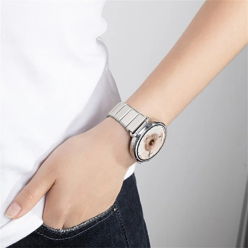 Watch Strap for Huawei Watch GT 6 41mm / GT 5 42mm / Oppo Watch X2 Mini / Garmin Venu 3S , One-bead 18mm Titanium Alloy Butterfly Clasp Band - Silver - 7