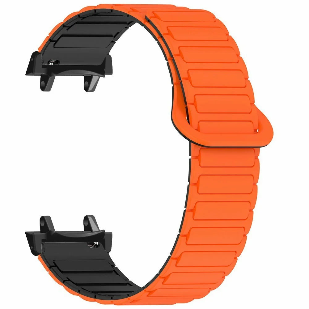 Magnetic Silicone Strap for Huami Amazfit T-Rex 3 Watch Band Replacement Wristband with PC Connector - Orange+Black - 1