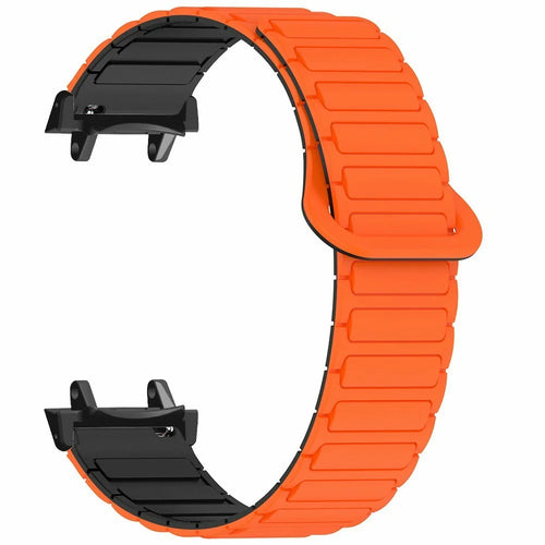 Magnetic Silicone Strap for Huami Amazfit T-Rex 3 Watch Band Replacement Wristband with PC Connector - Orange+Black - 1