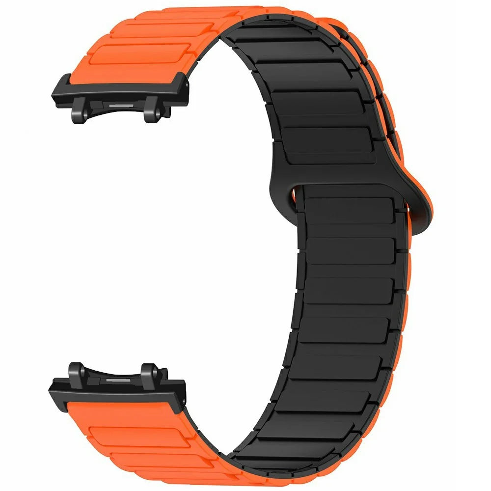 Magnetic Silicone Strap for Huami Amazfit T-Rex 3 Watch Band Replacement Wristband with PC Connector - Orange+Black - 3